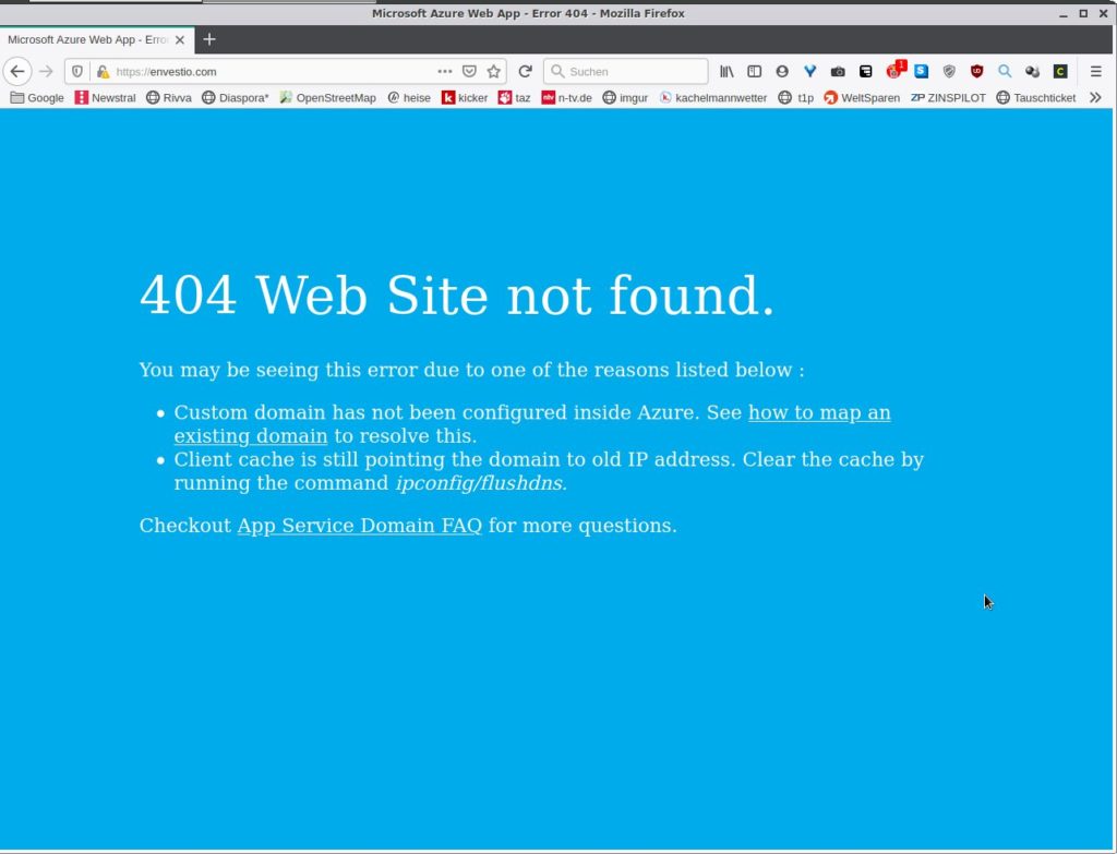 Envestio 404 error